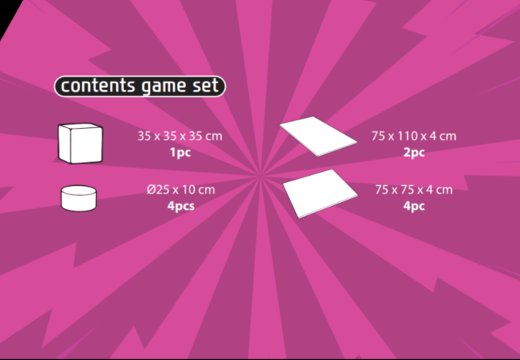 Contenu du kit de jeu Softplay en thème de bande dessinée à acheter chez JB