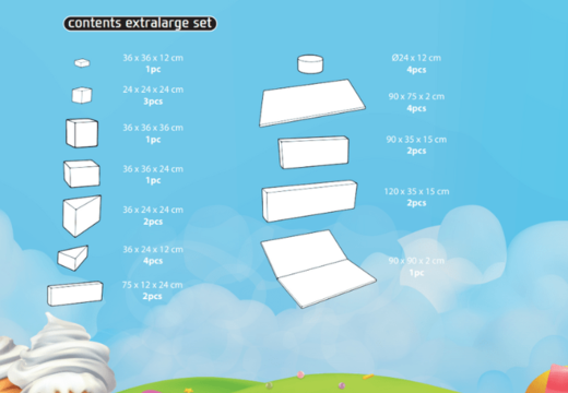 Commandez le contenu de l'ensemble Softplay XL sur le thème Candy chez JB Meppel