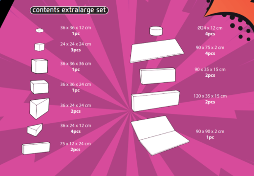 Commandez le contenu de l'ensemble Softplay XL sur le thème Comic chez JB Meppel
