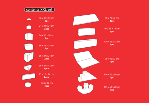 Commandez le contenu de l'ensemble Softplay XXL sur le thème Montagnes russes chez JB Inflatables à Meppel