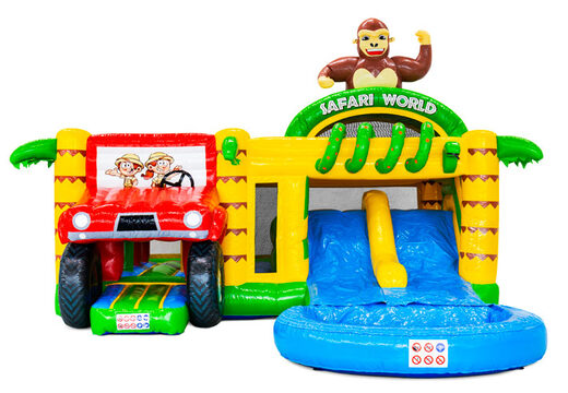 Achetez le château gonflable Multiplay Dubbelslide sur le thème du safari gorille chez JB