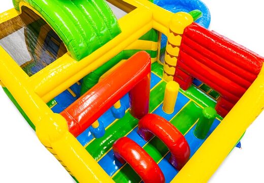 Intérieur du château gonflable avec des arches, des piliers et des coussins d'air à vendre chez JB