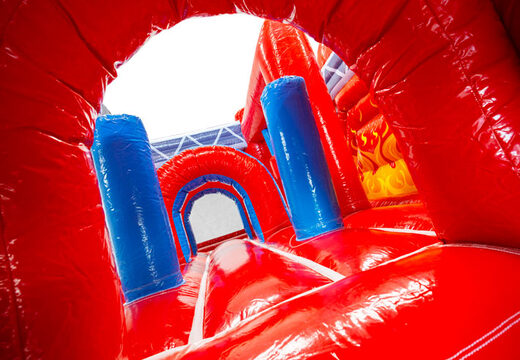 Intérieur du château gonflable Dubbelslide Multiplay bleu rouge jaune