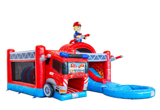 Côté du Multiplay Dubbelslide avec piscine sur le thème des pompiers