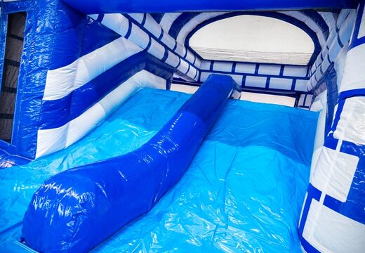 Achetez le toboggan bleu et blanc du château gonflable Multiplay dubbelslide chez JB