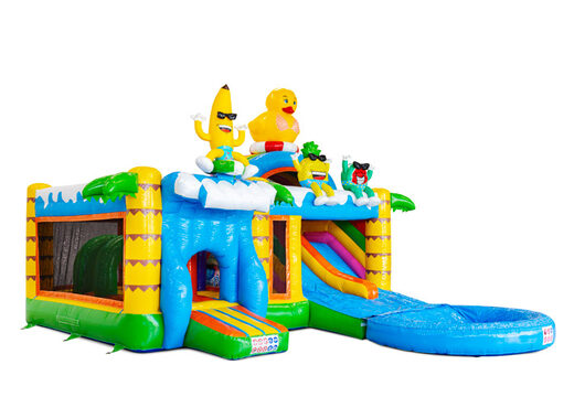 Côté de la Multiplay Dubbelslide avec piscine sur le thème de la fête estivale