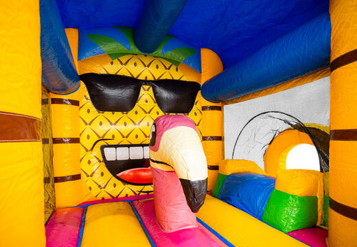 Intérieur du château gonflable avec flamant rose et ananas à vendre