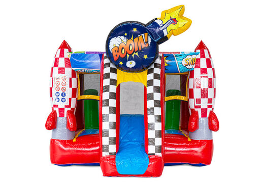 Achetez le château gonflable Midi Bounce en thème BD chez JB Inflatables, accrocheur et coloré