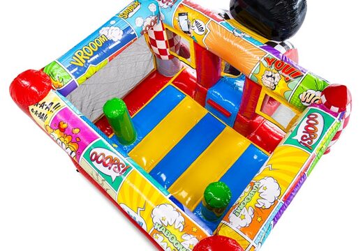 Achetez le château gonflable Midi Bounce avec design de bandes dessinées, parfait pour les loueurs