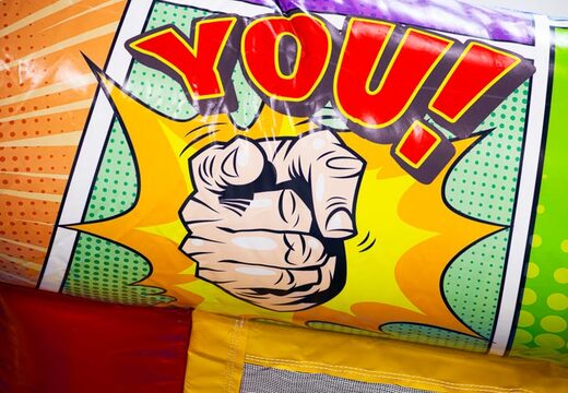 Château gonflable Midi Bounce en thème BD, commandez dès aujourd'hui chez JB Inflatables