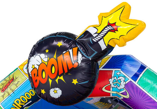 Achetez le château gonflable A-frame en thème BD chez JB Inflatables, accrocheur et coloré